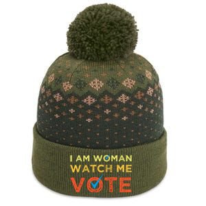 I Am Woman Watch Me Vote 2024 The Baniff Cuffed Pom Beanie