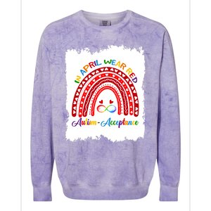 In April Wear Red Instead Autismacceptance Gift Colorblast Crewneck Sweatshirt