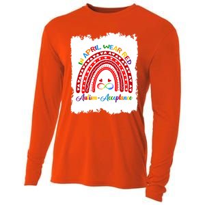 In April Wear Red Instead Autismacceptance Gift Cooling Performance Long Sleeve Crew