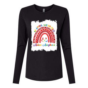 In April Wear Red Instead Autismacceptance Gift Womens Cotton Relaxed Long Sleeve T-Shirt