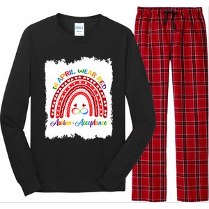 In April Wear Red Instead Autismacceptance Gift Long Sleeve Pajama Set