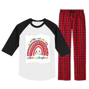 In April Wear Red Instead Autismacceptance Gift Raglan Sleeve Pajama Set