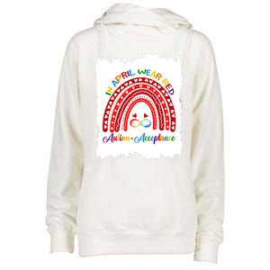 In April Wear Red Instead Autismacceptance Gift Womens Funnel Neck Pullover Hood