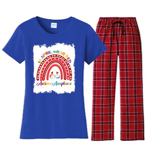 In April Wear Red Instead Autismacceptance Gift Women's Flannel Pajama Set