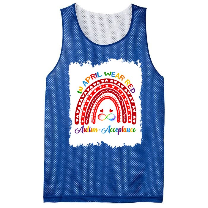 In April Wear Red Instead Autismacceptance Gift Mesh Reversible Basketball Jersey Tank