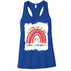 In April Wear Red Instead Autismacceptance Gift Women's Racerback Tank