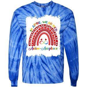 In April Wear Red Instead Autismacceptance Gift Tie-Dye Long Sleeve Shirt