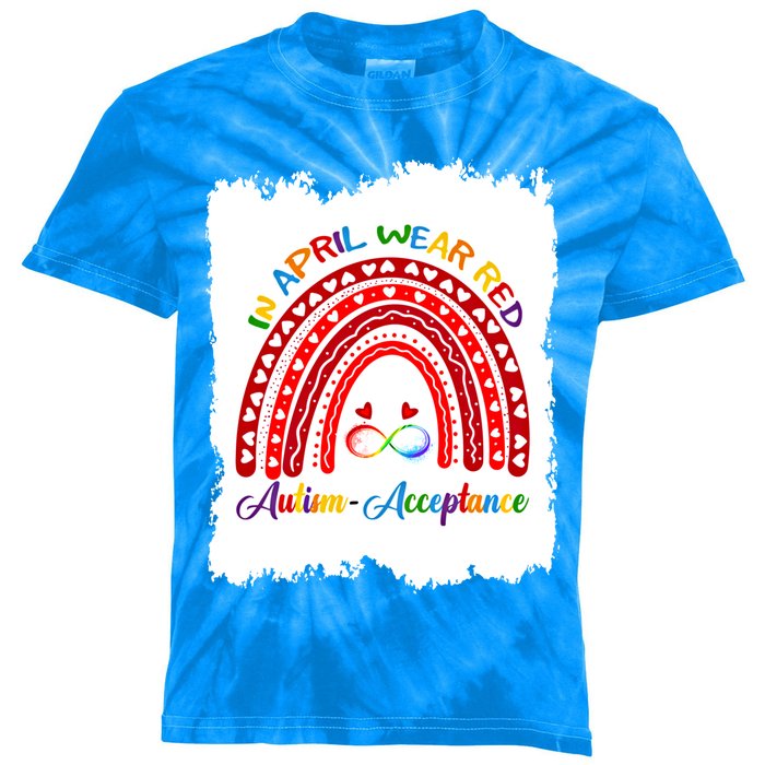 In April Wear Red Instead Autismacceptance Gift Kids Tie-Dye T-Shirt