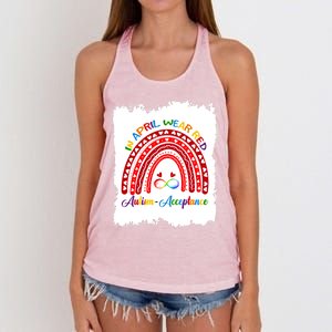 In April Wear Red Instead Autismacceptance Gift Women's Knotted Racerback Tank