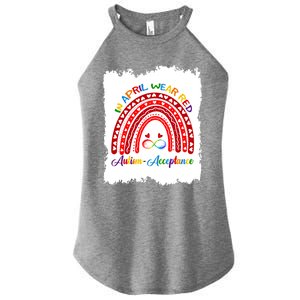 In April Wear Red Instead Autismacceptance Gift Women's Perfect Tri Rocker Tank