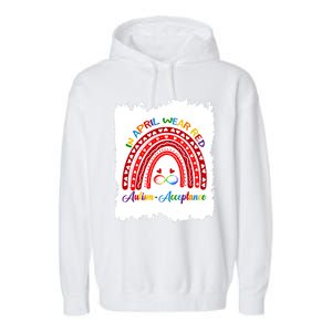 In April Wear Red Instead Autismacceptance Gift Garment-Dyed Fleece Hoodie