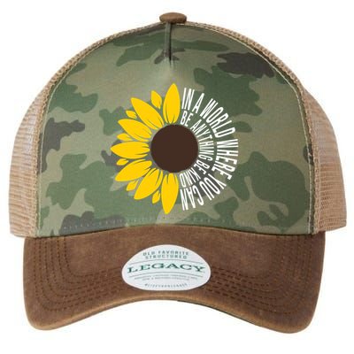 In A World Where You Can Be Anything Be Kind Sunflower Anti Bullying Legacy Tie Dye Trucker Hat
