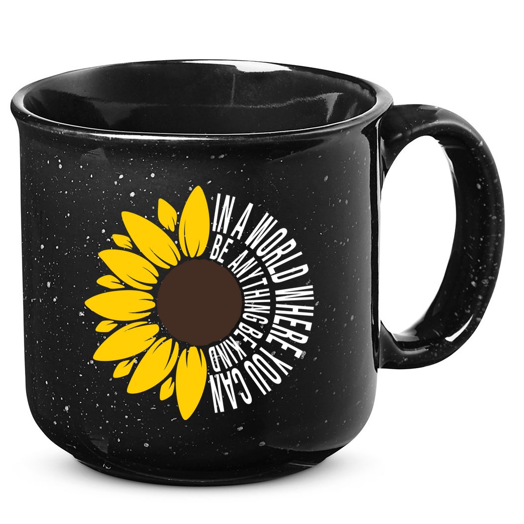 In A World Where You Can Be Anything Be Kind Sunflower Anti Bullying 15oz Campfire Ceramic Mug
