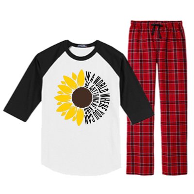 In A World Where You Can Be Anything Be Kind Sunflower Anti Bullying Raglan Sleeve Pajama Set