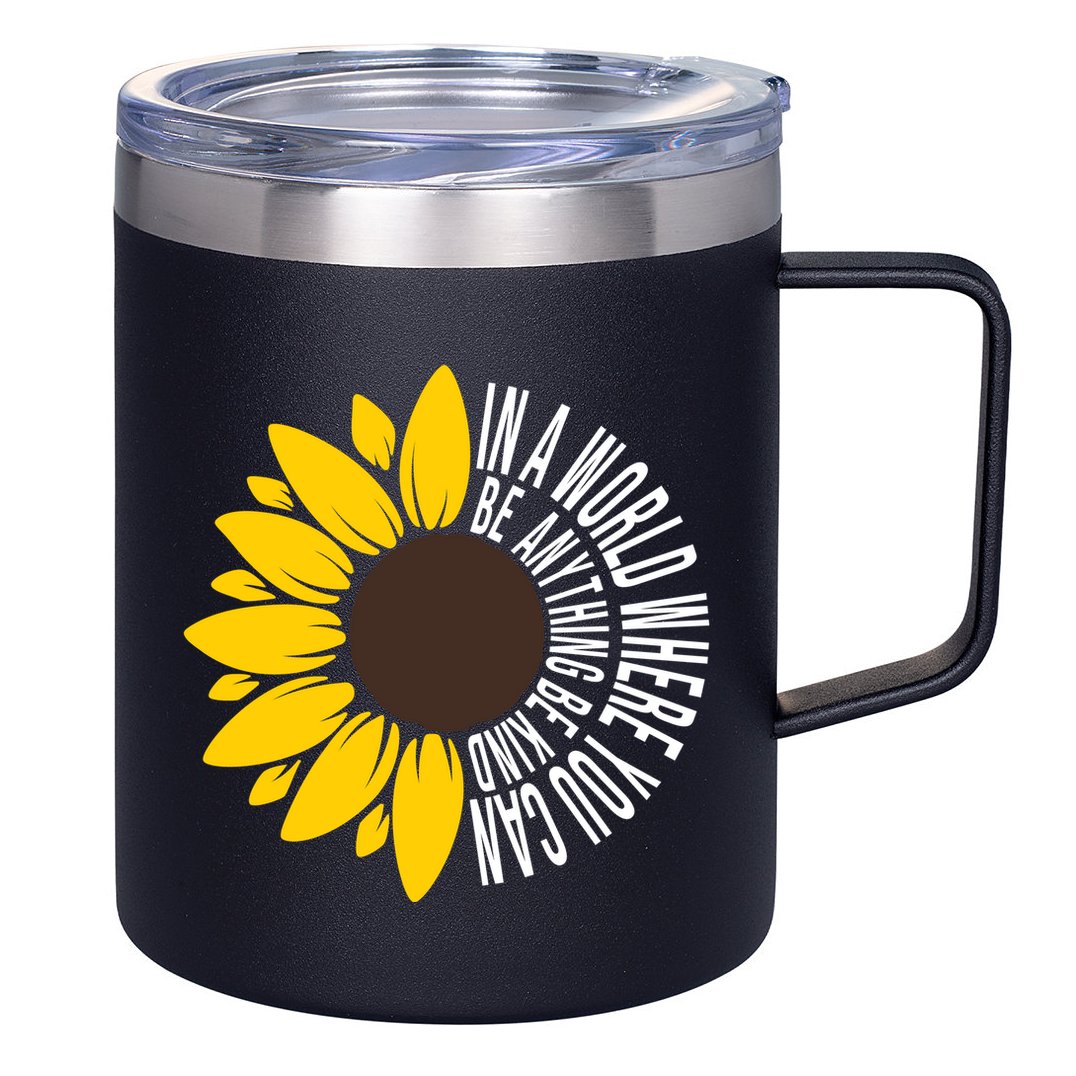 In A World Where You Can Be Anything Be Kind Sunflower Anti Bullying 12oz Stainless Steel Coffee Mug