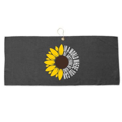 In A World Where You Can Be Anything Be Kind Sunflower Anti Bullying Large Microfiber Waffle Golf Towel