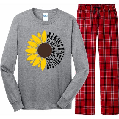 In A World Where You Can Be Anything Be Kind Sunflower Anti Bullying Long Sleeve Pajama Set