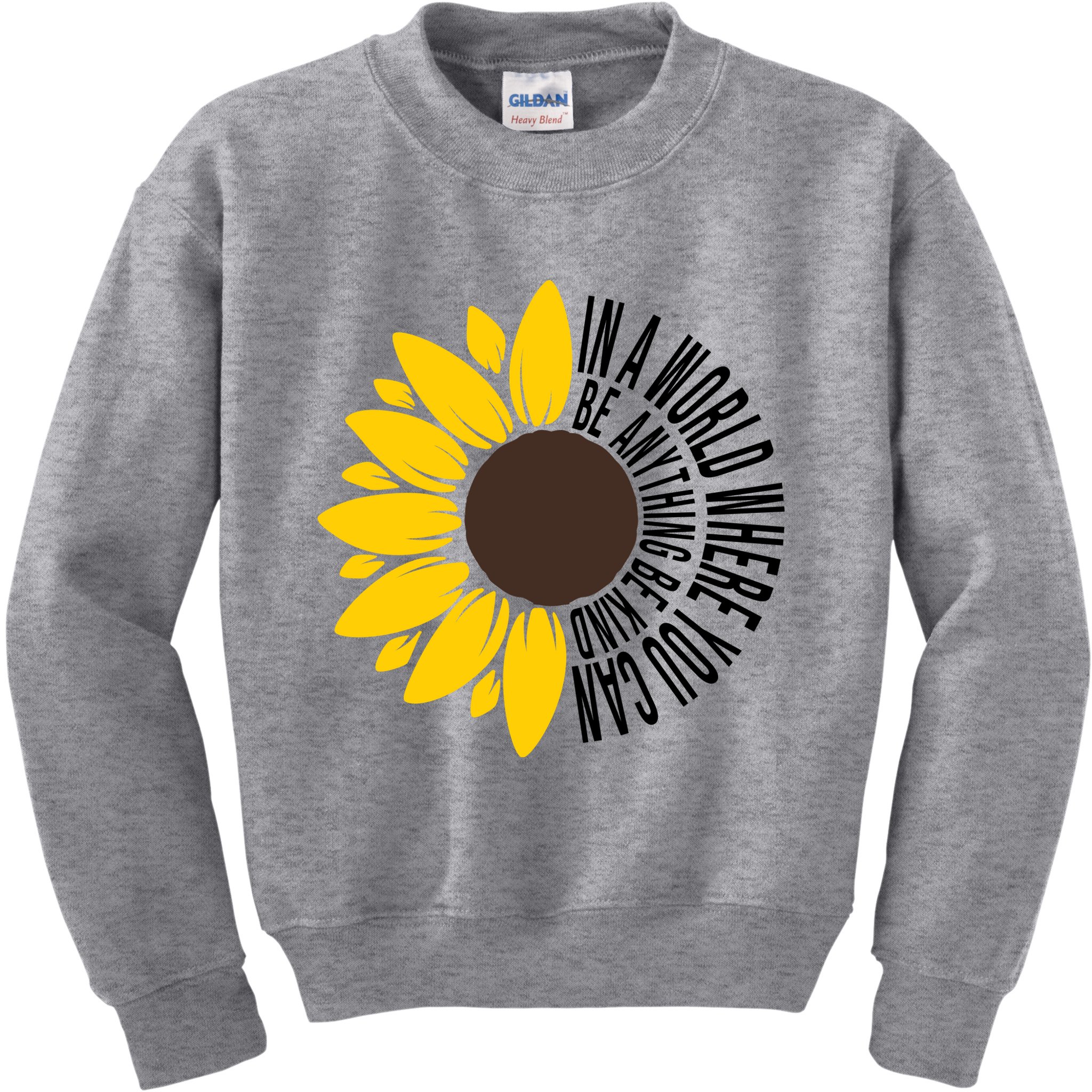 In A World Where You Can Be Anything Be Kind Sunflower Anti Bullying Kids Sweatshirt
