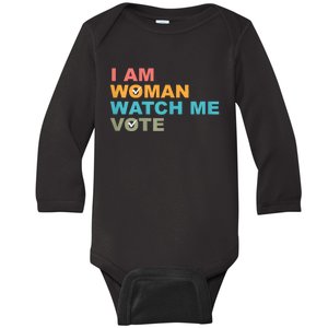 I Am Woman Watch Me Vote Baby Long Sleeve Bodysuit