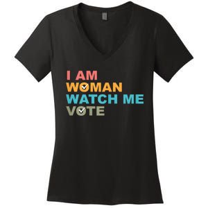 I Am Woman Watch Me Vote Women's V-Neck T-Shirt