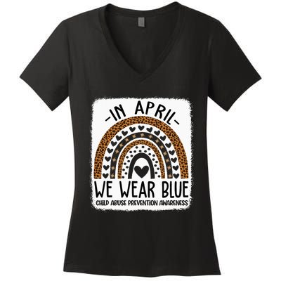 In April We Wear Blue Pinwheel Child Abuse Prevention Month Women's V-Neck T-Shirt