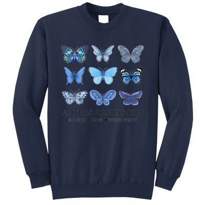 In April We Wear Blue Butterfly Autism Mental Health Sweatshirt