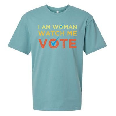 I Am Woman Watch Me Vote 2024 Sueded Cloud Jersey T-Shirt