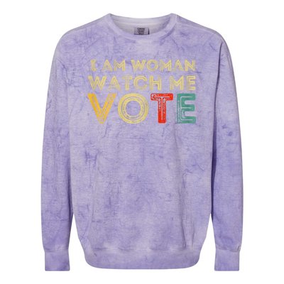 I Am Woman Watch Me Vote 2024 Colorblast Crewneck Sweatshirt