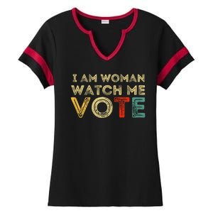 I Am Woman Watch Me Vote 2024 Ladies Halftime Notch Neck Tee