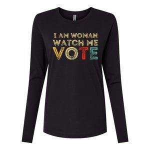 I Am Woman Watch Me Vote 2024 Womens Cotton Relaxed Long Sleeve T-Shirt