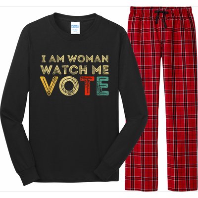 I Am Woman Watch Me Vote 2024 Long Sleeve Pajama Set