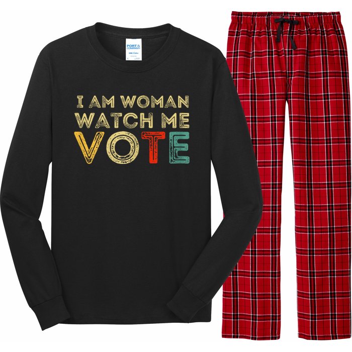 I Am Woman Watch Me Vote 2024 Long Sleeve Pajama Set