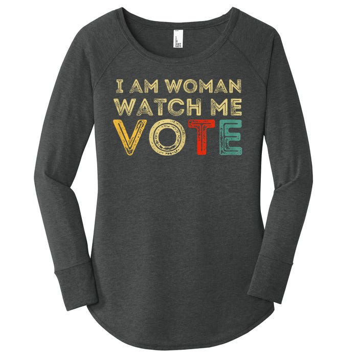 I Am Woman Watch Me Vote 2024 Women's Perfect Tri Tunic Long Sleeve Shirt