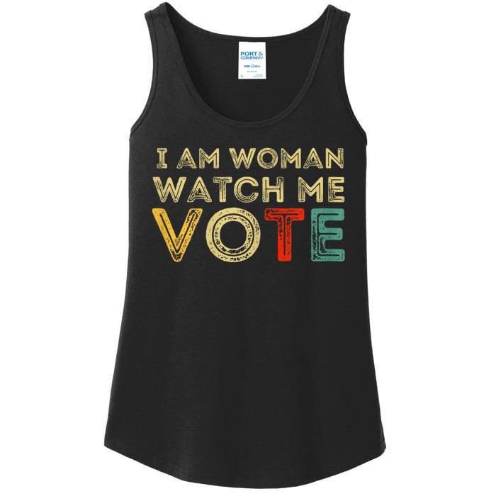 I Am Woman Watch Me Vote 2024 Ladies Essential Tank