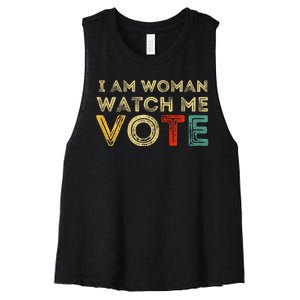 I Am Woman Watch Me Vote 2024 Women's Racerback Cropped Tank