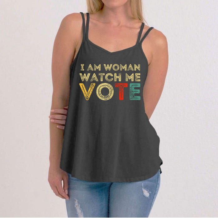 I Am Woman Watch Me Vote 2024 Women's Strappy Tank