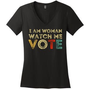 I Am Woman Watch Me Vote 2024 Women's V-Neck T-Shirt