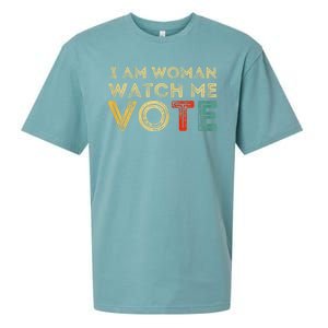 I Am Woman Watch Me Vote 2024 Sueded Cloud Jersey T-Shirt