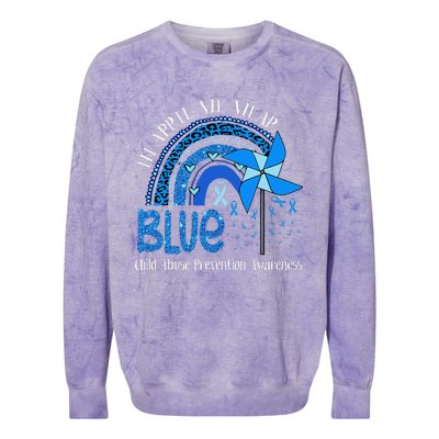 In April We Wear Blue For Child Abuse Prevention Awarenes Gifts Colorblast Crewneck Sweatshirt