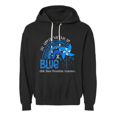 In April We Wear Blue For Child Abuse Prevention Awarenes Gifts Garment-Dyed Fleece Hoodie