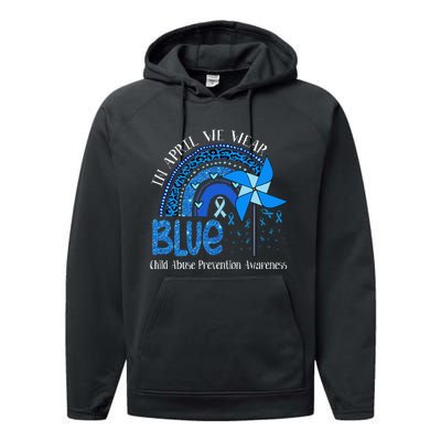 In April We Wear Blue For Child Abuse Prevention Awarenes Gifts Performance Fleece Hoodie