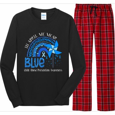 In April We Wear Blue For Child Abuse Prevention Awarenes Gifts Long Sleeve Pajama Set