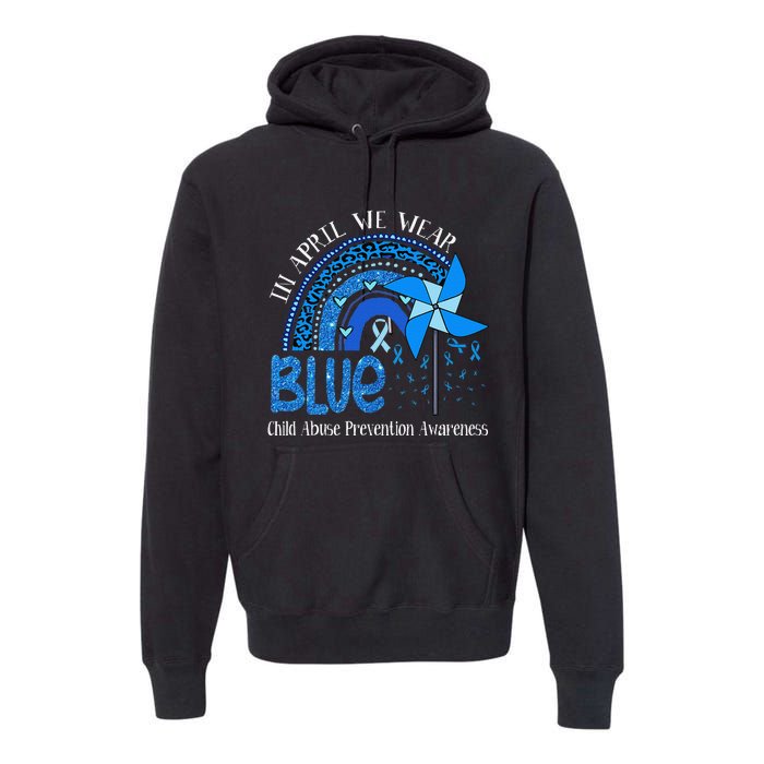 In April We Wear Blue For Child Abuse Prevention Awarenes Gifts Premium Hoodie