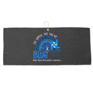 In April We Wear Blue For Child Abuse Prevention Awarenes Gifts Large Microfiber Waffle Golf Towel