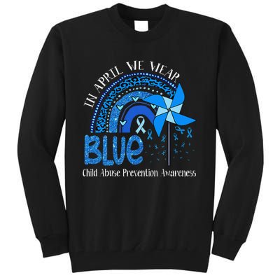 In April We Wear Blue For Child Abuse Prevention Awarenes Gifts Tall Sweatshirt