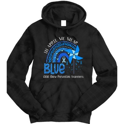 In April We Wear Blue For Child Abuse Prevention Awarenes Gifts Tie Dye Hoodie