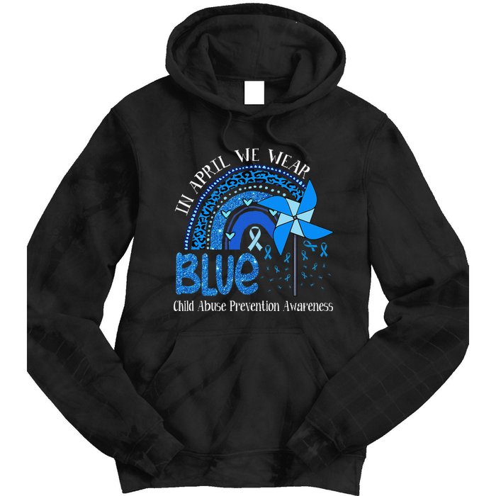 In April We Wear Blue For Child Abuse Prevention Awarenes Gifts Tie Dye Hoodie