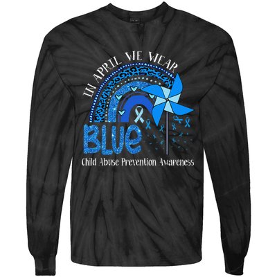 In April We Wear Blue For Child Abuse Prevention Awarenes Gifts Tie-Dye Long Sleeve Shirt