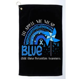 In April We Wear Blue For Child Abuse Prevention Awarenes Gifts Platinum Collection Golf Towel