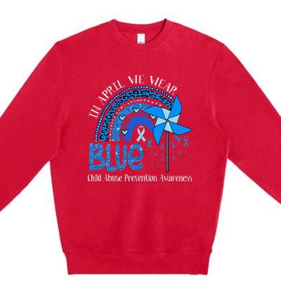 In April We Wear Blue For Child Abuse Prevention Awarenes Gifts Premium Crewneck Sweatshirt